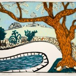 olive tree and pool color print web