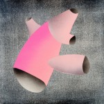 acrylic, spray paint, collage on board, 12 x 12